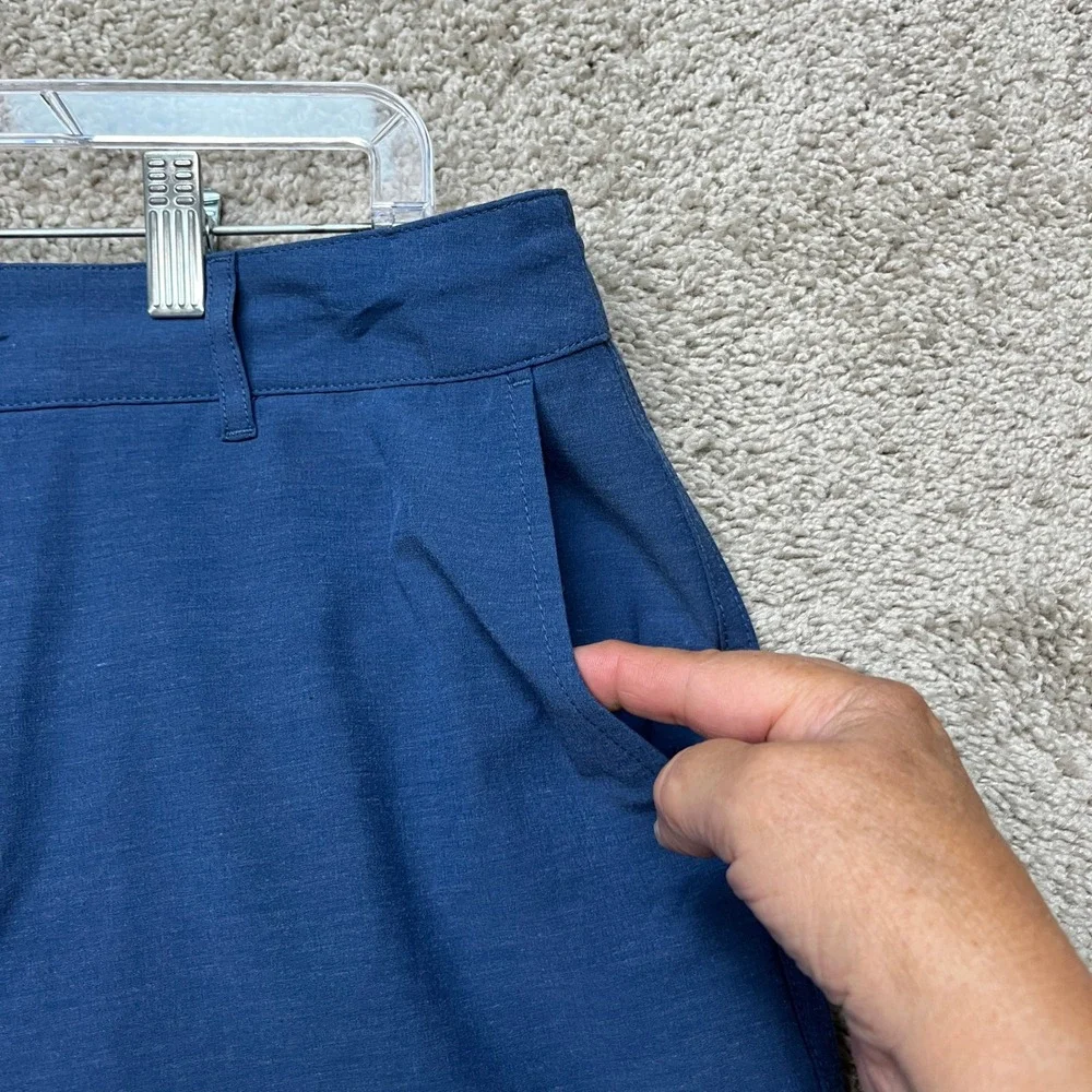 Faherty All Day Shorts Mens 33 Blue Stretch Flat Front Drawstring Hybrid EUC